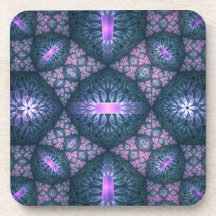 Porta-copo Padrão de Arte Fractal 3D Turquesa Roxo Rosa