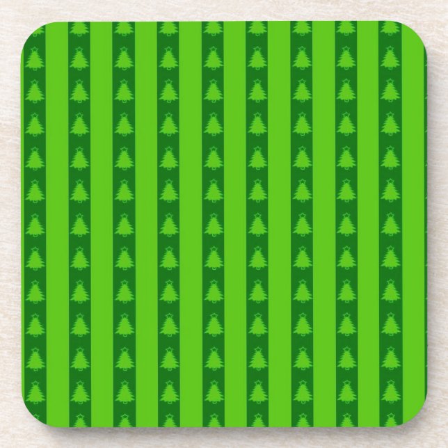 Porta-copo Padrão de Árvore de Natal em Greve Verde (Frente)