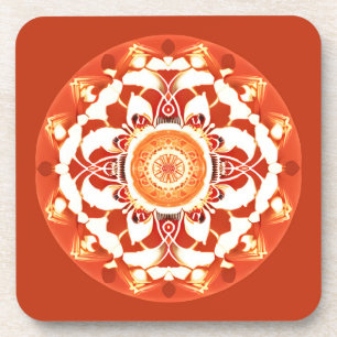 Porta-copo Padrão de Batik Mandala em Vermelho Ruivo