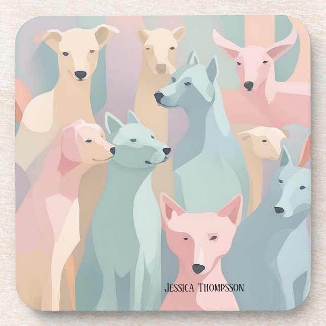 Porta-copo Padrão de Cachorro Pastel Cores Ilustração Minimal (Frente)