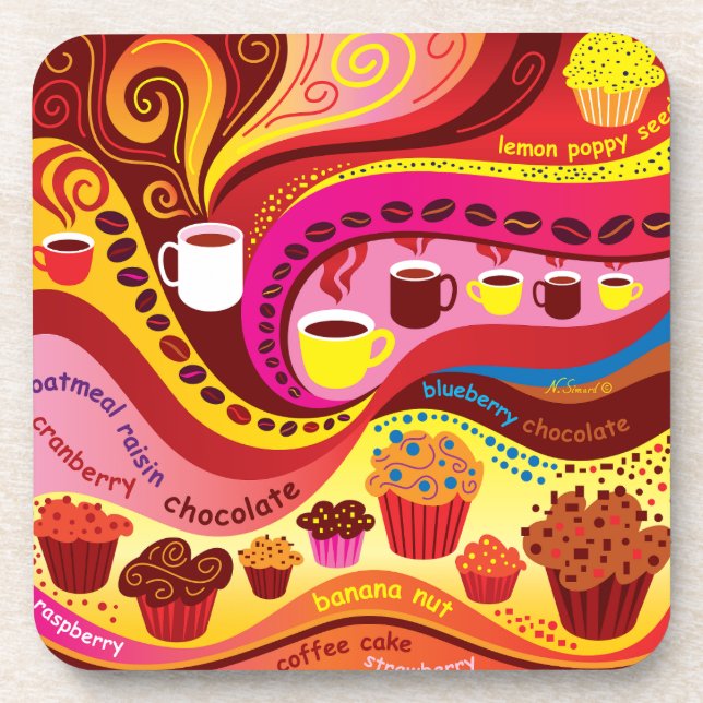 Porta-copo Padrão de Café e Muffins (Frente)