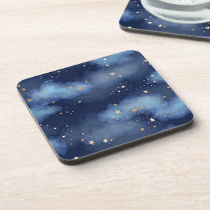 Porta-copo Padrão de Céu Azul Escuro das Estrelas Douradas da