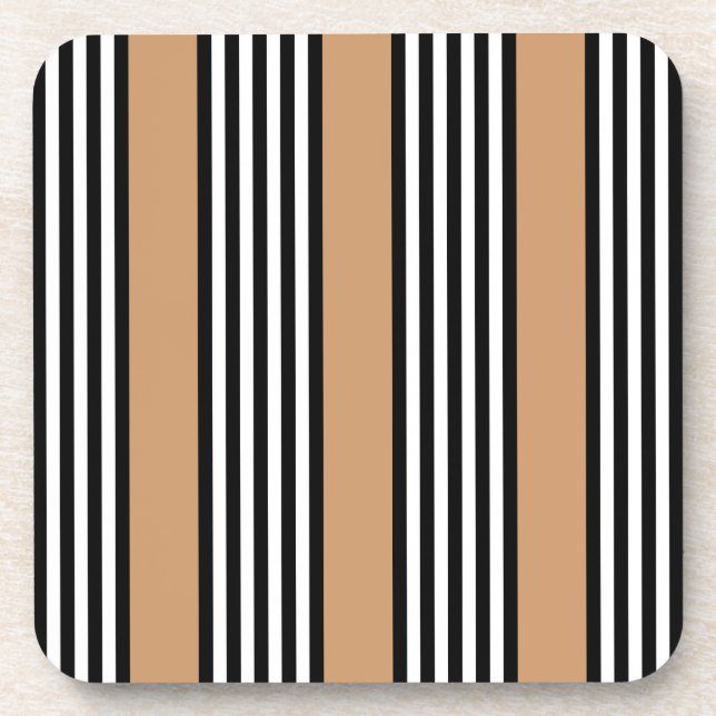 Porta-copo Padrão de cinco faixas, preto e branco, com bronze (Frente)