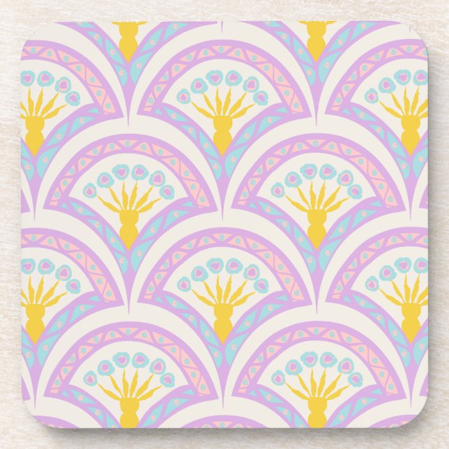 Porta-copo padrão de concha em cores pastel (Frente)