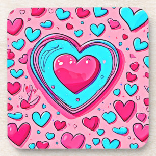 Porta-copo Padrão de Coração Azul Rosa