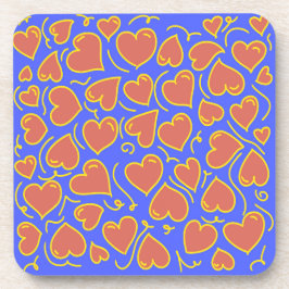 Porta-copo Padrão de Corações Divertidos e Negros