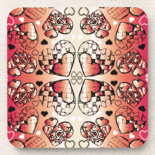 Porta-copo Padrão de Corações Românticos Brancos e Vermelhos