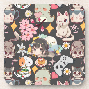 Porta-copo Padrão de Corte de Sobrecarga de Animes D Cinza BG