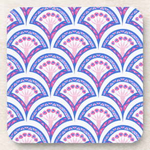 Porta-copo padrão de damasco floral azul