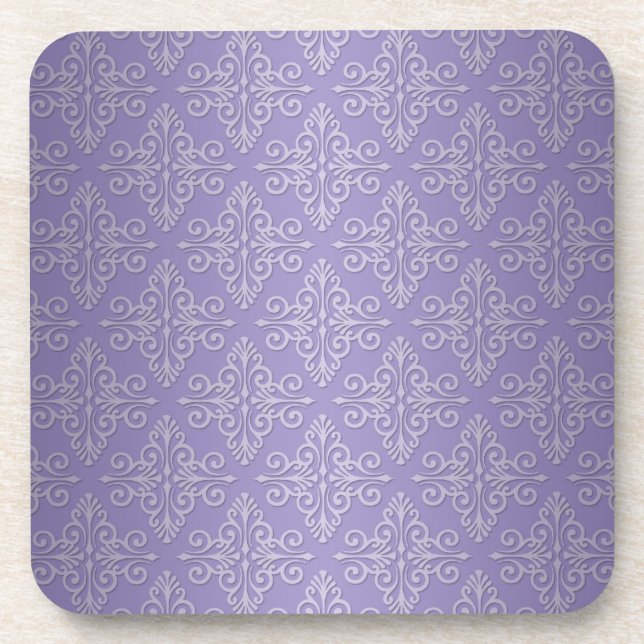 Porta-copo Padrão de Damasco Roxo Lavanda (Frente)