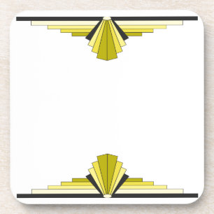 Porta-copo Padrão de Deco de Arte em Amarelo e Preto