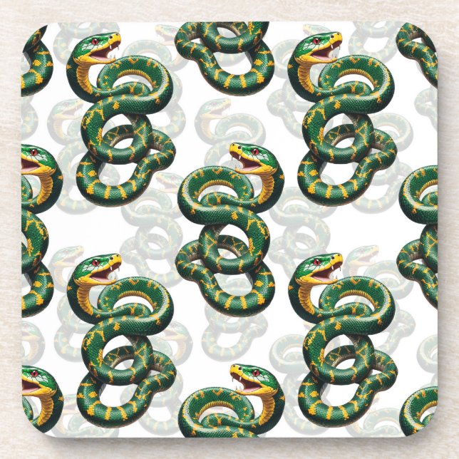 Porta-copo Padrão de Design de Cobras - Branco (Frente)