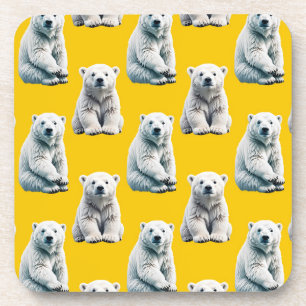Porta-copo Padrão de Design de Urso Polar Amarelo