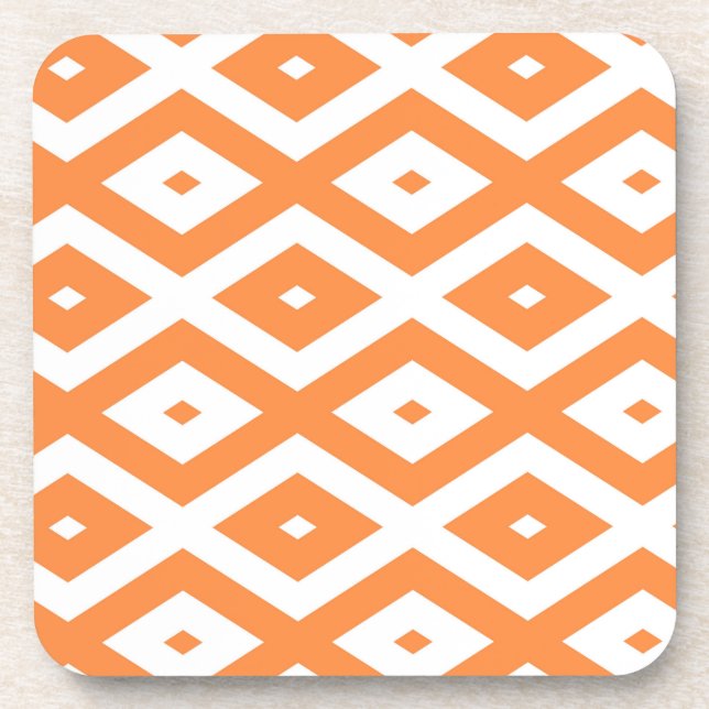 Porta-copo Padrão de diamante branco e laranja (Frente)