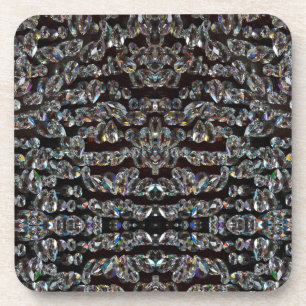 Porta-copo Padrão de diamante em strass prata preto elegante