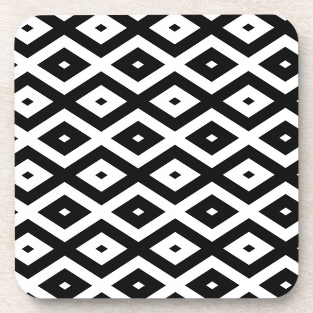 Porta-copo Padrão de diamante preto e branco (Frente)