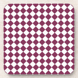 Porta-copo Padrão de diamante xadrez branco Borgonha
