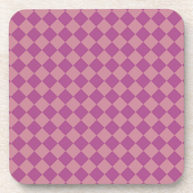 Porta-copo Padrão de Diamante Xadrez Rosa Roxo (Frente)