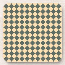 Porta-copo Padrão de Diamante Xadrez Verde Amarelo