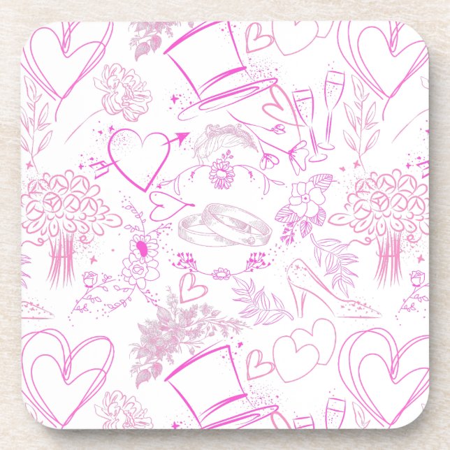 Porta-copo Padrão de enfeites de casamento 02 (Frente)