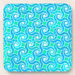 Porta-copo Padrão de espiral abstrato - Azul, verde Jade e b