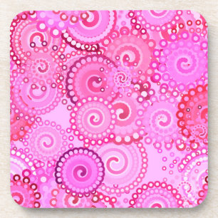 Porta-copo Padrão de espiral fractal, rosa e fúcsia