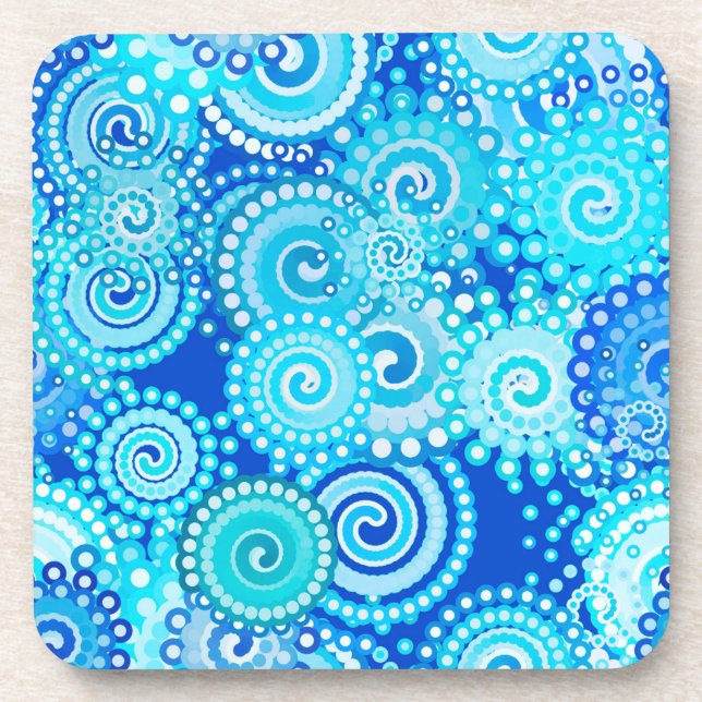 Porta-copo Padrão de espiral frontal, azul de cobalto (Frente)
