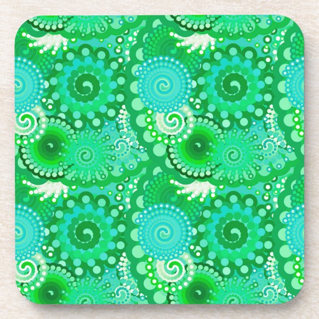 Porta-copo Padrão de espiral frontal, jade, turquesa, aqua (Frente)