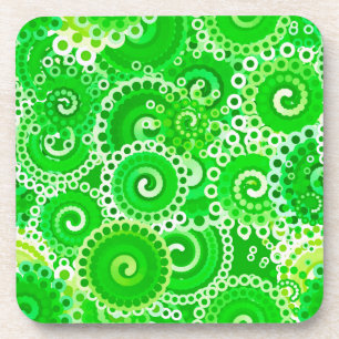 Porta-copo Padrão de espiral frontal, tons de verde esmeralda