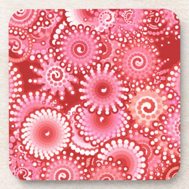 Porta-copo Padrão de espiral frontal, tons de vermelho profun (Frente)