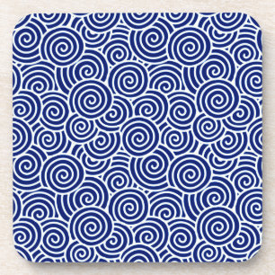 Porta-copo Padrão de espiral japonês - marinho azul e branc