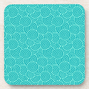 Porta-copo Padrão de espiral japonês - turquesa e aqua