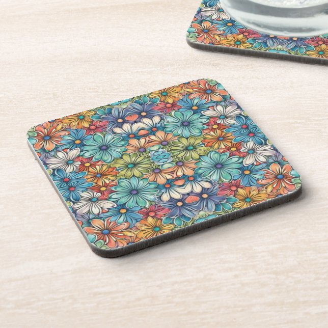 Porta-copo Padrão de flor azul (Left Side)