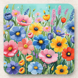 Porta-copo Padrão de Flores de Mola Vibrantes de Aquarela