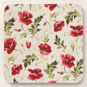 Porta-copo Padrão de flores papoulas vermelhas brilhantes vin