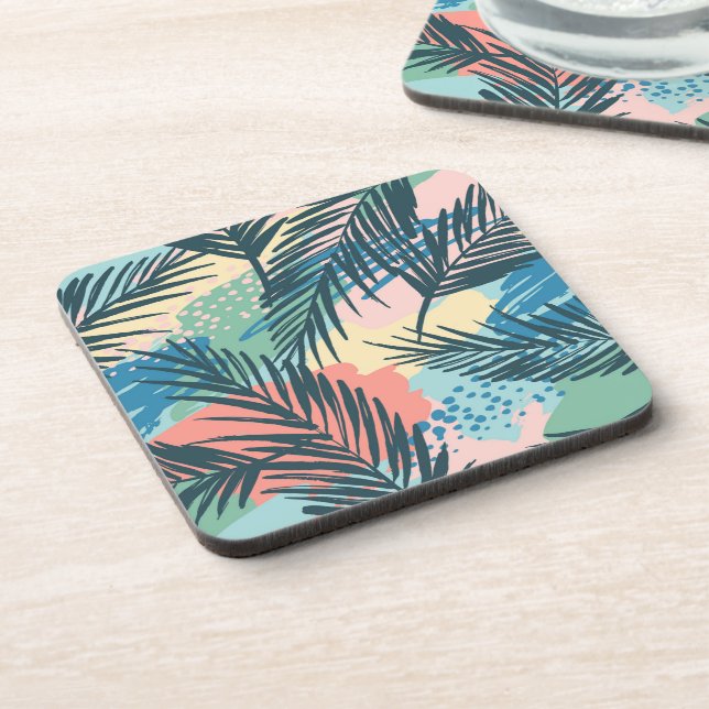 Porta-copo Padrão de Folha de Pastel Tropical (Left Side)