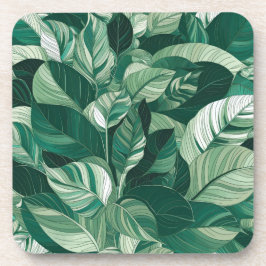 Porta-copo Padrão de Folhas Verdes Modernas