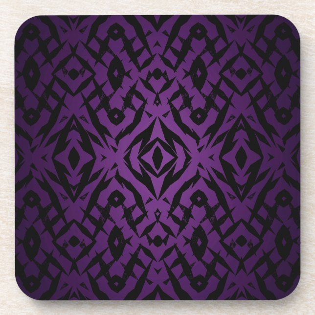 Porta-copo Padrão de formas tribais roxas (Frente)