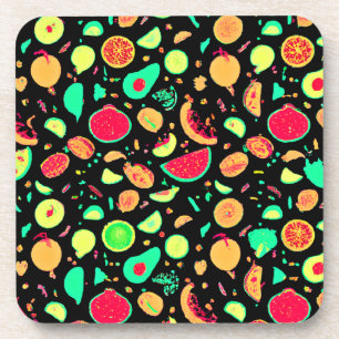 Porta-copo Padrão de Frutas Neon Vibrante