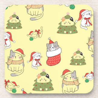 Porta-copo Padrão de Gatos de Natal Fofo – Desi de Férias Fes