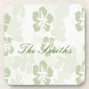 Porta-copo Padrão de Hibiscus do Sage Muted Elegante