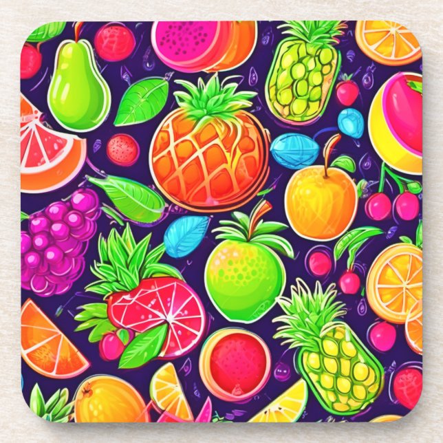 Porta-copo Padrão de Intermitência de Fruta Neon (Frente)