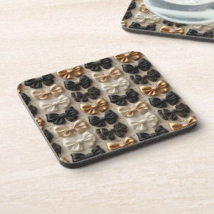 Porta-copo Padrão de Laço de Seda Preto e Dourado Elegante