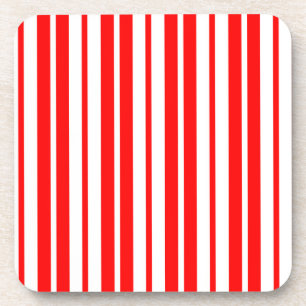 Porta-copo Padrão de Listras Verticais Brancas Vermelhas