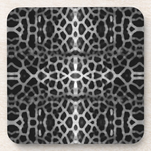 Porta-copo Padrão de malha em preto e branco (Frente)