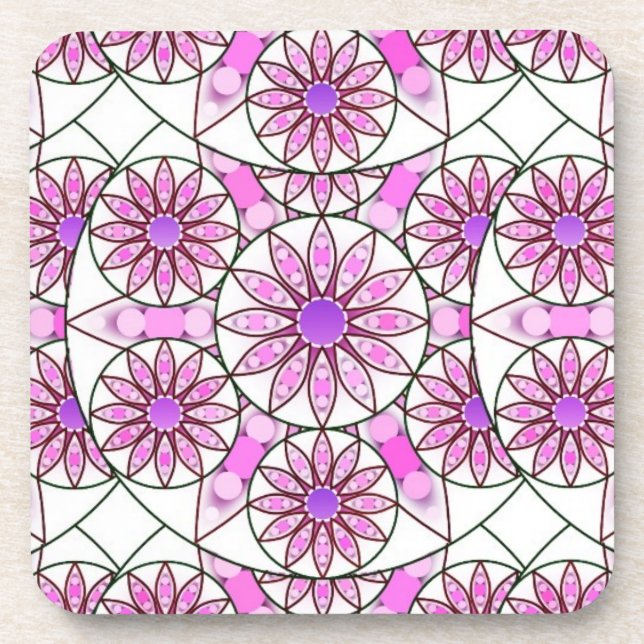 Porta-copo Padrão de mandala, lavanda, rosa, rosa-quente, bra (Frente)