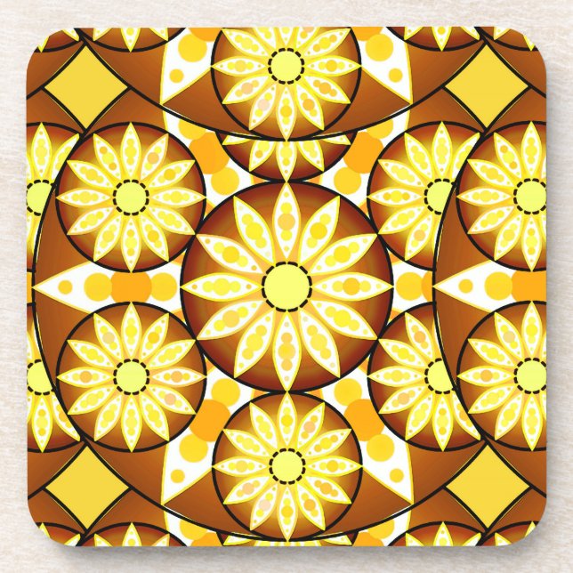 Porta-copo Padrão de mandala, tons de marrom e ouro (Frente)