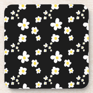 Porta-copo Padrão de margarida tendência preto amarelo branco