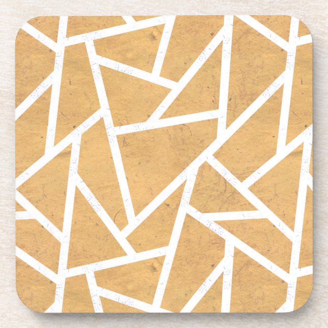 Porta-copo Padrão de mosaico amarelo e branco (Frente)