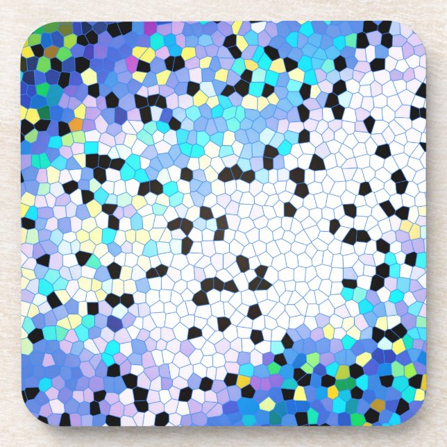 Porta-copo Padrão de Mosaico Azul e Negro (Frente)